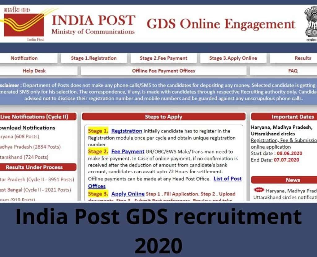 India Post GDS recruitment 2020